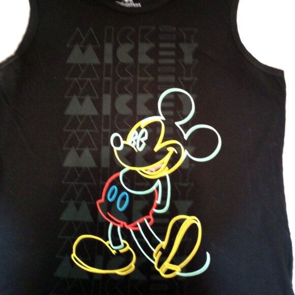 Disney Parks Authentic Mickey Mouse Neon Graphic Black Tank Top XXL Cotton/Polye - Picture 1 of 5